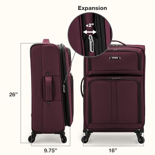 Image of U.S. Traveler Anzio Softside Expandable Luggage with Spinner Wheels, Burgundy, 26-Inch Medium