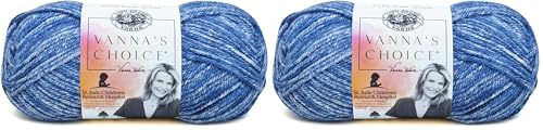 Image of Lion Brand Yarn (1 Skein) Vanna's Choice Yarn, Denim Mist (Pack of 2)