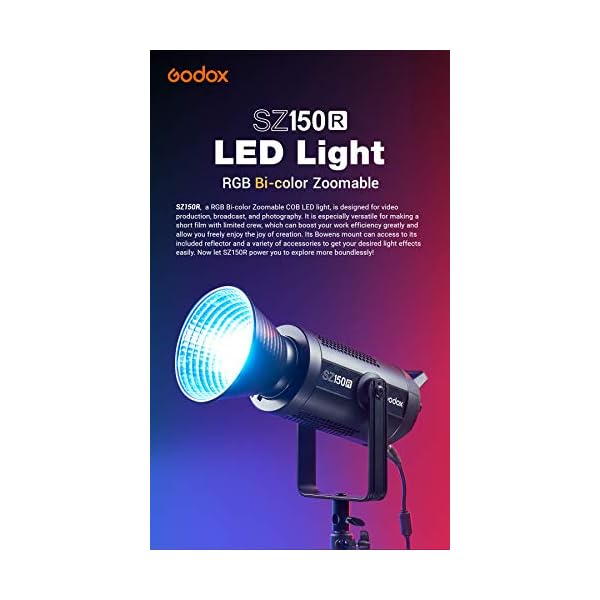 Godox SZ150R RGB LED-Videoleuchte 150W COB Vollfarb-LED-Licht, CRI 97 ,TLCI96, geräuscharme Wärmeableitung, mehrere… – Bild 3