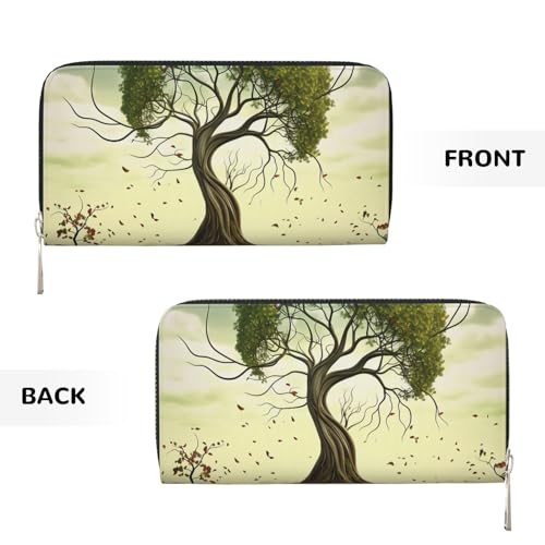 Trees Leather Wallet For Women Girl, Zip Around Credit Card Holder Long Pu Wallet Clutch Purse Waterproof Travel Handbag2