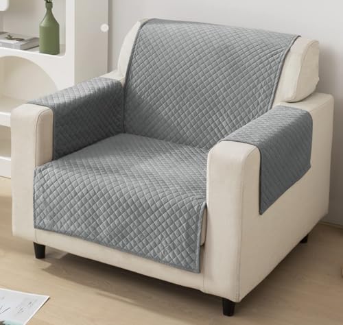 Image of Fashion Throw Quilt-Fully Covered 1 Seater Anti-Slip Quilted Sofa Covers for Living Room Sofa Slipcovers Furniture Cover Home Decor Light Grey