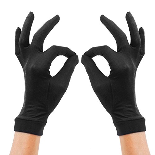 LSHARON Thermo-Handschuhe aus 100 % Maulbeerseide, für Ski, Fahrrad, Fahrrad, Schwarz , M