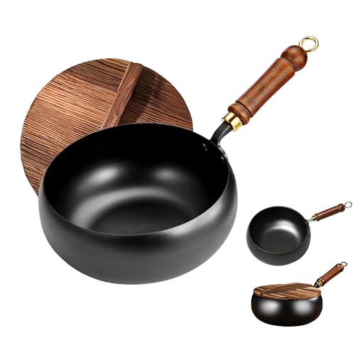 MACTANO Uncoated Iron Pan, Nonstick Wok Hand...