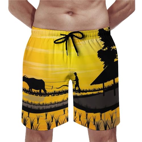 Maillot de bain séchage rapide bétail de ferme pour homme avec cordon de serrage
