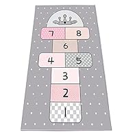 Hopscotch Mat 31\"x 63\", Hop and Count Game Rug with Cute Star Design, Non-Slip Kids Play Mat, Soft Floor Area Rug and Carpet for Bedroom, Living Room, Playroom