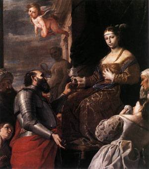 Peinture à l'huile Sophonisba Mattia Preti tableau classique baroque 12x16 pouces