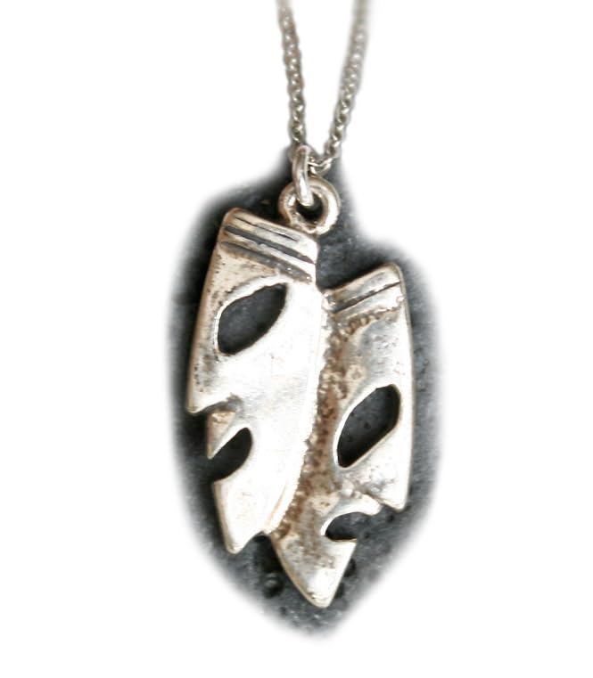 Sterling Silver Comedy and Tragedy Theater Necklace