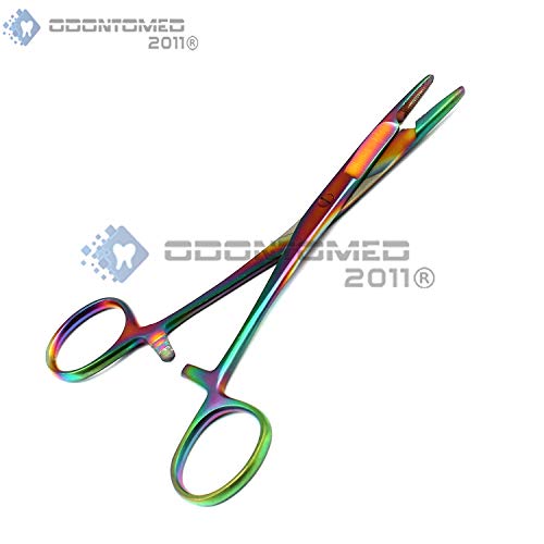 Image of Multi Titanium Rainbow Color Hemostat with Scissors 5.5 inch Stainless Steel (OdontoMed2011)
