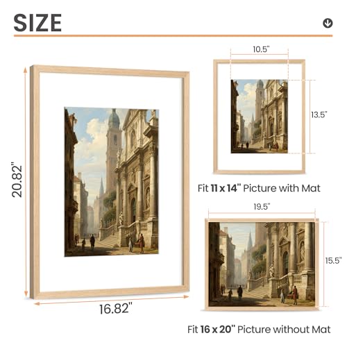 Image of upsimples 16x20 Picture Frame Solid Wooden, Nursery Wall Frames Set of 3 | 100% Natural Solid Wood, Fit 11x14 with Mat and 16 x 20 Posters, For Kids Room, Gallery Wall Decor