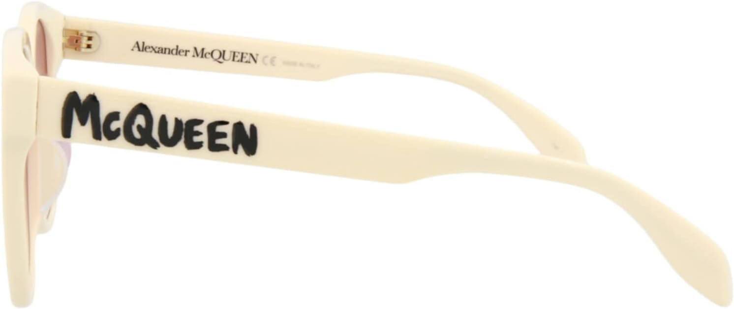 Alexander McQueen Square/Rectangle Sunglasses White White Pink Luxury Eyewear Made In Italy Acetate Frame Designer Fashion for Everyday Luxury