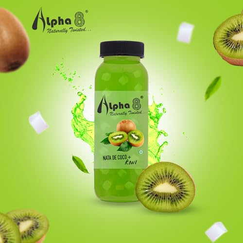 Image of ALPHA 8 FRUIT Juice with NATA De Coco Coconut Cubes Natural Energizer & Immunity Booster, Healthy Juice, High Fiber, Real Natural Taste(Kiwi Juice, Pack of 24)