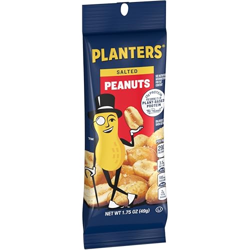 Image of PLANTERS Salted Peanuts, Nuts Individual Packs, Party Snacks, Snack Nuts, Snacks On the Go, Plant-Based Protein, Snacks for Adults, After School Snack, Kosher, 1.75 oz Bag (Pack of 12)