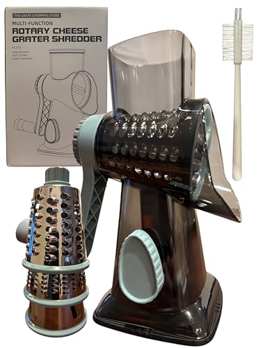 Rotary Cheese Grater | Hand Crank Grates Cheese, Vegetables, Nuts and Chocolate | 3 Stainless Steel...