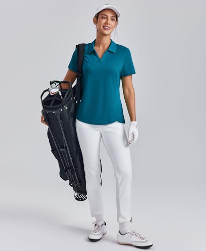 Image of PINSPARK Womens Golf Shirt Short Sleeve Polos UPF 50+ Collared Tennis Tops