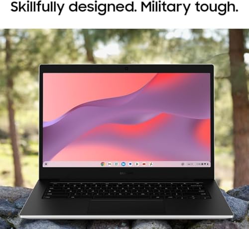 Image of Samsung 14 inch Galaxy Chromebook Go Laptop PC Computer, Intel Celeron N4500 Processor, 4GB RAM, 576GB Storage Space (64GB eMMC + 512GB External Drive), ChromeOS, Student Laptop, Silver