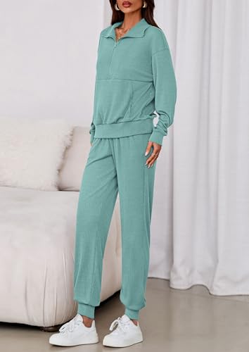 PRETTYGARDEN Women's Fall 2 Piece Lounge Sets Zip Up Sweatshirt Jogger Pants Sweat Track Suits Travel Outfit Winter Clothing