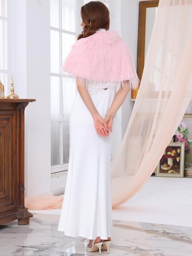 Women's Faux Fur Shrug for Evening Cocktail Bow Tie Neck Bridal Wedding Elegant Cardigan4