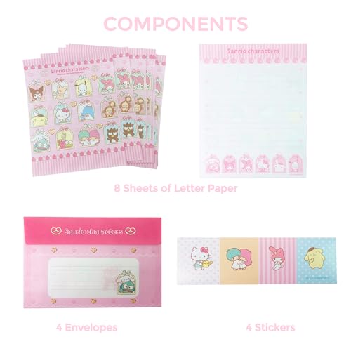 Image of Stationery Paper and Envelopes Letter Set - Writing Paper Stationery Set, Cute Stationery for Writing Paper Letters, Includes: 4 Envelopes, 8 Letter paper, & 4 Stickers (Mix Characters (no.63))