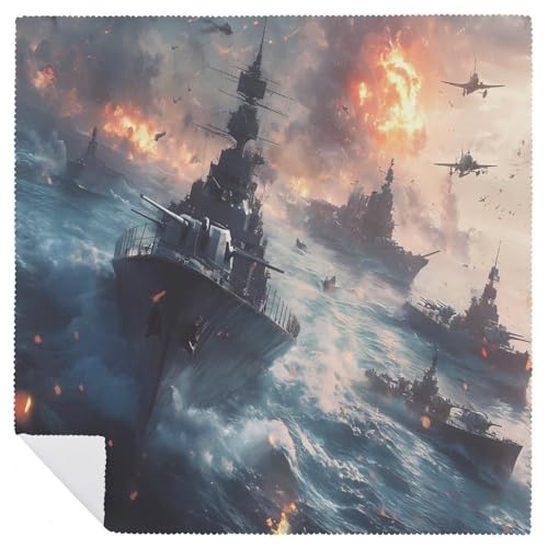 Servilleta de mesa suave y reutilizable Warships de forma cuadrada 7