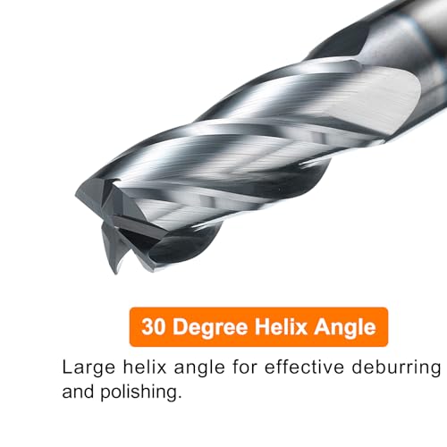 Image of HARFINGTON Carbide Square Nose End Mill Bit 7 /16 inch Cut Dia 4 Flutes TiAlN Coated Milling Cutter for Hardened Steel Metal (7 /16 inch Shank 1 inch Cut Length 2-3 /4 inch Long 30 Degree Helix HRC53-55)