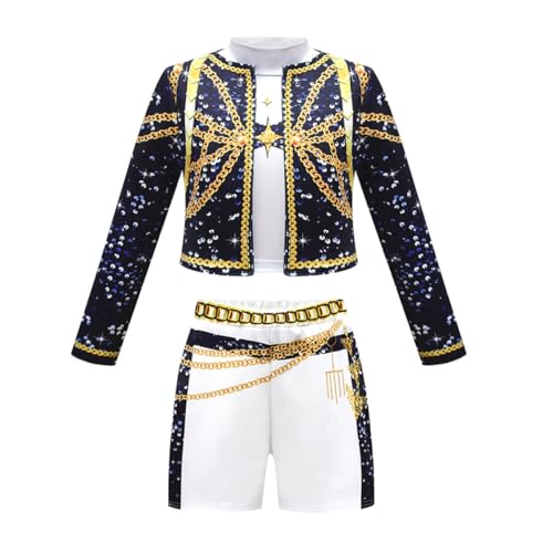 Girls Fancy Stage Outfit Set 3PCS Singer Costume 4-12Years2