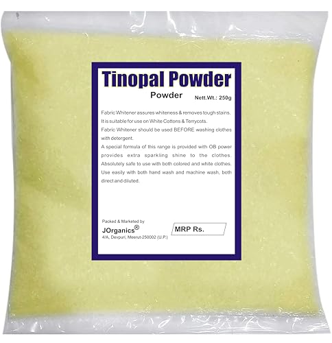 J Organics Tinopal Optical Brightening Agent | Safe and Effective for Whitening Fabrics - 250 grams, Powder
