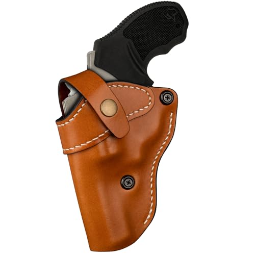 Premium OWB Leather Holster for Most 38 Special & J Frame Revolvers for Taurus 327/605/856/85/905/942, S&W Model 60, Ruger SP101, Kimber 6S and Rossi Model 68, Fit 2.5