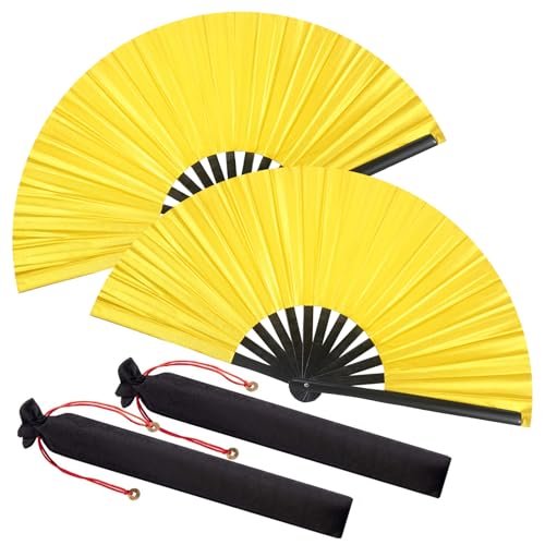 Image of Maitys Large Rave Fan Folding Handheld Fans 13'' Clap Fans for Line Dancing Clack Fan Holographic Festival Accessory for Martial Art Gift Performance, Includes 2 Pouch