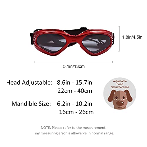 PEDOMUS Dog Goggles Small Dog Sunglasses Adjustable Strap for UV Sunglasses Waterproof Protection for Dogs (RED) - Image 6