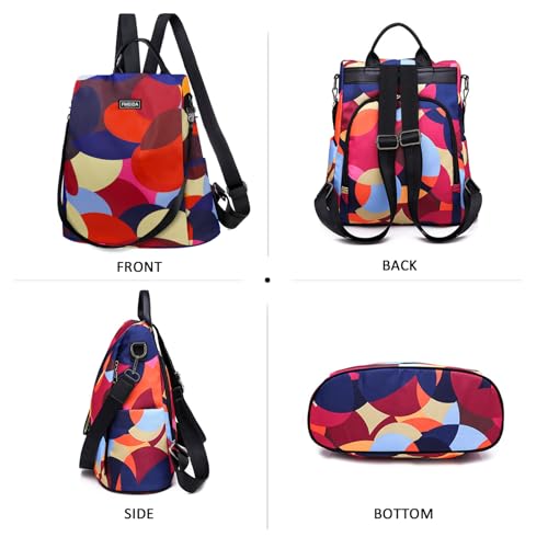 Image of Backpack for Women Anti Theft Back Pack Purse Waterproof Nylon Backpack for College Bookbag Fashion Travel Shoulder Bag Colorful Polka Dots