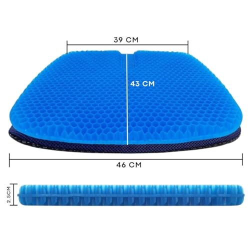 Image of Silicone Gel Cushion Ergonomic Home Auto Office Honeycomb Relief Blue | Washable Coccyx Relief Cover for Lumbar Pain