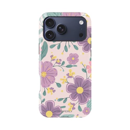 Image of Peeperly Spring Whimsy Crystal Case Compatible with iPhone 17 Pro, iPhone 17 Pro Back Cover Case- PC + Silicone