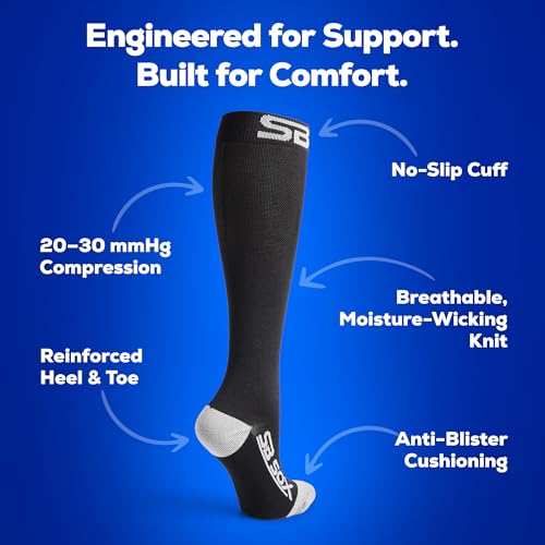 Image of SB SOX Compression Socks for Men & Women (20-30mmHg) - Best Compression Socks for Travel, Medical, Sports, Wide Calf Fit, and Daily Wear
