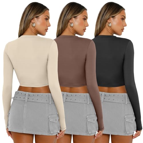 AUTOMET 3 Pack Womens Long Sleeve Shirts Y2K Going Out Crop Tops Cute Basic Slim Fitted Fall Fashion Outfits 2025 Clothes4
