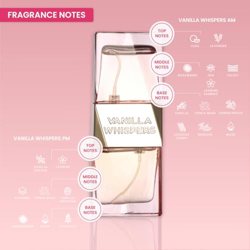 Image of Vanilla Whispers Long-Lasting, Intense Extrait De Parfum I Dual-Chamber with 2 scents I Premium Fragrance with Sweet & Warm Notes I Unisex EDP from France I Gift for Man & Woman, 50ml