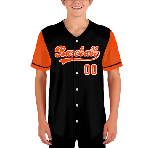 Black/Crimson Camisa de Béisbol Abotonada para Hombre | Personalizada con Nombre y Número miniatura 6