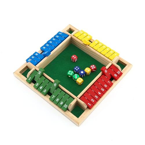EASTLOONG Shut The Box Game, Board Game, Shut The Box-Wooden Dice Games Four-Sided Flip Card Game Toys, Wooden Dice Games for 4 Players