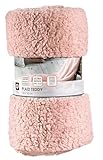  Atelier du Linge Plaid Imitation Fourrure 160X130 cm Teddy Uni Blush - 100% Microfibre