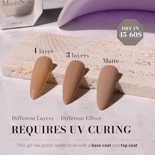 Image of MelodySusie Nude Brown Gel Nail Polish, 0.5 fl oz Soak Off UV LED Beige Brown Gel Polish Gift for Women Nail Art Manicure Salon DIY Nail Design Decoration at Home-377