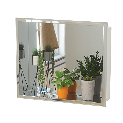 SUNTAGE Recessed Shower Niche Insert Stainless Steel, Square, Shampoo Niche Needs No Tiling, Insert Wall for Shower Bathroom Storage, 13.4" X 13.4", Polished