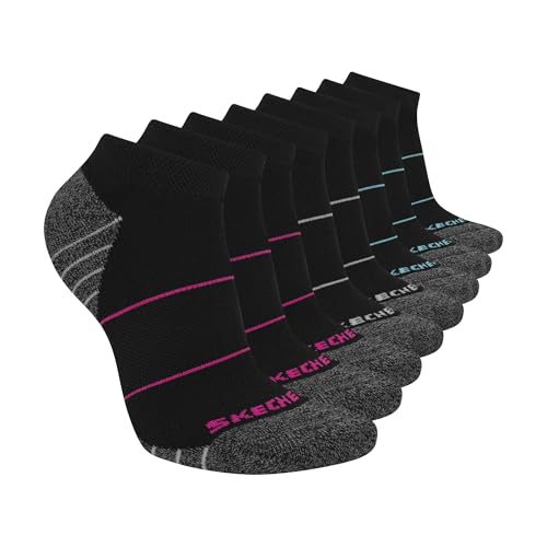 Skechers Women's 8-Pack Work Collection Low Cut Socks, Extended Cushion & Mesh Ventilation