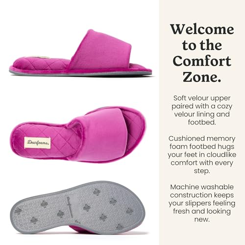 Image of Dearfoams womens Slipper Memory Foam Summer House Shoe Beatrice Terry Slide