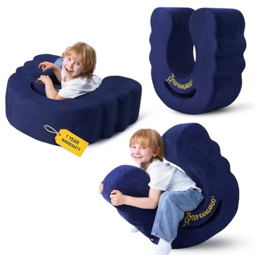TED KANGAROO Smiling Critters Sensory Soft Squeeze Seat Calming Compression Chair for Kids with Sensory Needs Washable Cover Rocking-Hugging Design