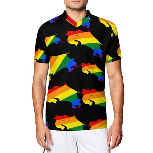 Camiseta de fútbol de hombre para animar en el estadio con mapa LGBT colorido