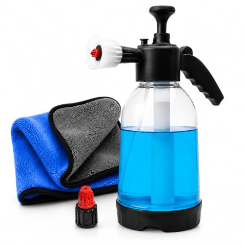 Image of 2 Litre Premium Foam Sprayer & Microfiber Cloth Durable Pump for Car Wash, Cleaning, Garden, DIY, Portable Foam Bottle