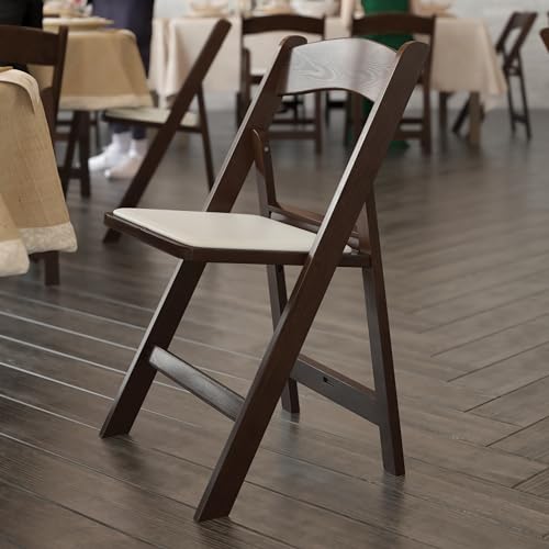 Image of Flash Furniture Hercules Commercial Indoor /Outdoor Folding Event Chair, Wood Look, Weather-Resistant, Lightweight Design, Versatile Use, Dark Brown