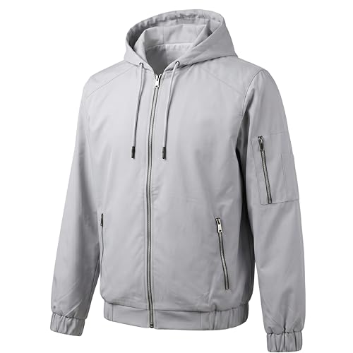 Image of Men's Water-Resistant Full Sleeve Jacket for Light Rain - Zipper Closure, Inside Pocket - Ideal for Bikers & Outdoor Activities