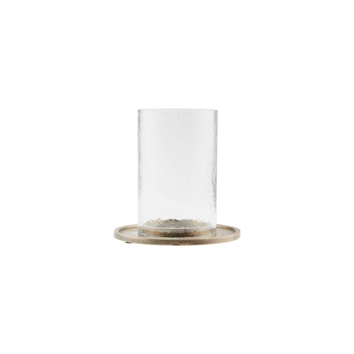 House Doctor Antique Brass Cylo Candlestick, Aluminium, Glass, Height: 15.5 Cm, Diameter: 10 Cm