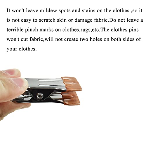 Image of Hahiyo Stainless Steel Clothespins Sock Clip Laundry 2.2inch Length with Spring Strong Grip Windproof Easy Pinch Hang Handy Save Space Not Damage Leave Pinch Mark for Clothesline Towel Gold 7PCS