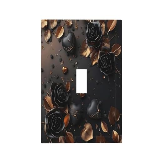 BHGAHD Decorative Switch Plate Cover with Black Rose Gold Leaf Rustic Floral Design 1 Gang Wall Plate Unique Single Toggle Light Switch Covers Artistic Jumbo Electrical Faceplate for Home Decor